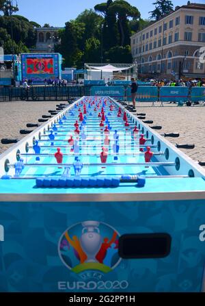 Eröffnung des UEFA-Festivals, einer Reihe von Initiativen im Zusammenhang mit der Euro 2020, die in Rom stattfinden wird. Piazza del Popolo Drehpunkt der Fanzone Stockfoto