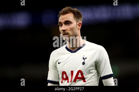 Datei-Foto vom 14-01-2020 von Tottenham Hotspur's Christian Eriksen während des dritten Spiels des FA Cup im Tottenham Hotspur Stadium, London. Ausgabedatum: Samstag, 12. Juni 2021. Stockfoto