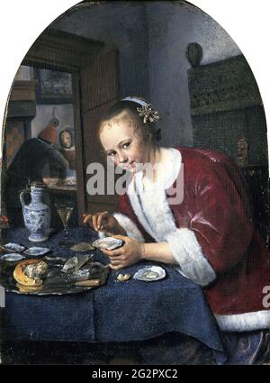 Jan Steen - Mädchen, Die Austern Essen Stockfoto