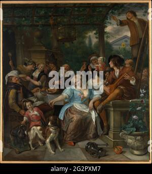 Jan Steen - fröhliche Gesellschaft auf einer Terrasse Stockfoto