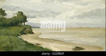 Jean-Baptiste-Camille Corot - Strand in der Nähe von Tretat Stockfoto