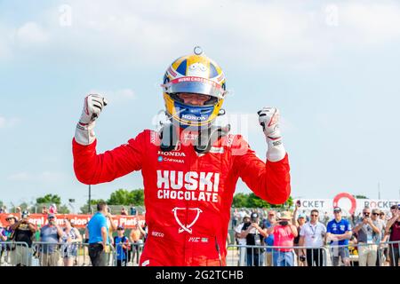 Detroit, Michigan, USA. Juni 2021. MARCUS ERICSSON (8) aus Kumla, Schweden, gewinnt den Chevrolet Detroit Grand Prix auf der Belle Isle in Detroit, Michigan. Kredit: Brandon Carter Grindstone Medien/ASP/ZUMA Wire/Alamy Live Nachrichten Stockfoto