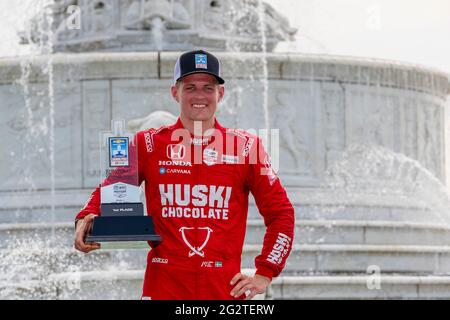 Detroit, Michigan, USA. Juni 2021. MARCUS ERICSSON (8) aus Kumla, Schweden, gewinnt den Chevrolet Detroit Grand Prix auf der Belle Isle in Detroit, Michigan. Kredit: Brandon Carter Grindstone Medien/ASP/ZUMA Wire/Alamy Live Nachrichten Stockfoto