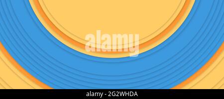 Konzentrische Kreise blau und orange Farben. Abstrakter Hintergrund. Einfache Farbe. Minimalistisches Design. Vektorgrafik. Stock Vektor