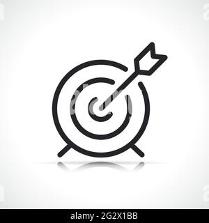 Symbol für dünne Linien von Ziel und Pfeil isoliert Stock Vektor