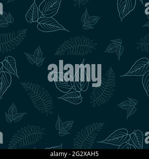 Nahtloses Muster mit Pflanzenblättern. Pflanzendesign für Scrapbooking, Stoffdesign, Cover Art, Produktion, Tapete, Druck, Geschenkverpackung und Wrapp Stock Vektor
