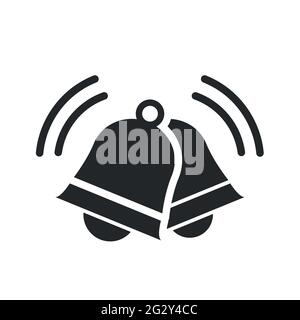 Klingelnde Glocken Zeichen, zwei jingles Symbol auf weißem Hintergrund Stock Vektor