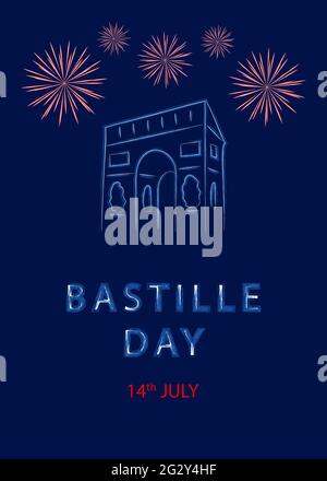 Französischer Nationalfeiertag, 14. Juli. Bastille-Tag. Vorlage für Karte, Poster, Flyer, Druck. Vektorgrafik. Stock Vektor