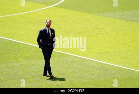 England-Manager Gareth Southgate auf dem Spielfeld vor dem UEFA Euro 2020-Spiel der Gruppe D im Wembley Stadium, London. Bilddatum: Sonntag, 13. Juni 2021. Stockfoto