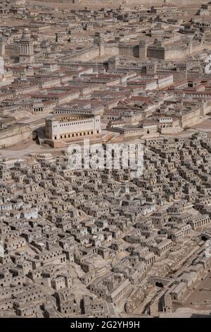 Ein Modell im Maßstab 1:1:50 von Jerusalem im Holyland-Stil, das am Ende der zweiten Tempelperiode auch als Modell von Jerusalem bekannt ist. Israel Museum, Jerusalem. Israel Stockfoto