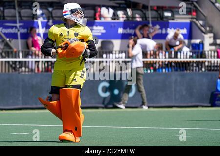 AMSTELVEEN, NIEDERLANDE - 13. JUNI: Anne Veenendaal aus den Niederlanden während des Europameisterschaftsfinales zwischen den Niederlanden und Deutschland im Wagener Stadion am 13. Juni 2021 in Amstelveen, Niederlande (Foto: Jeroen Meuwsen/Orange Picters) Stockfoto