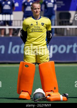 AMSTELVEEN, NIEDERLANDE - 13. JUNI: Anne Veenendaal aus den Niederlanden während des Europameisterschaftsfinales zwischen den Niederlanden und Deutschland im Wagener Stadion am 13. Juni 2021 in Amstelveen, Niederlande (Foto: Jeroen Meuwsen/Orange Picters) Stockfoto