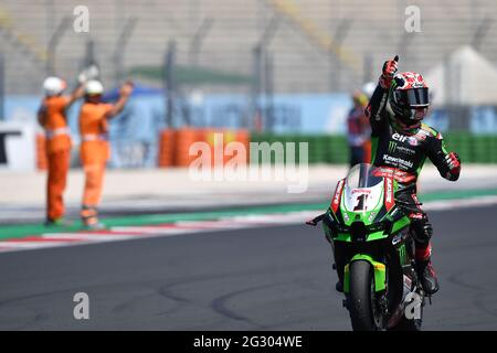 Misano World Circuit Marco Simoncelli, Misano Adriatico, Italien, 13. Juni 2021, Nr. 1 Jonathan Rea Kawasaki Racing Team WorldSBK während der FIM Superbike World Championship 2021 - Race 2, World Superbike - SBK - Foto Otto Moretti / LM Stockfoto