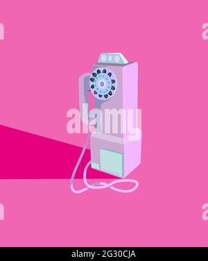 Retro-Telefon-Design in hellen Neonfarben. Illustration Vektor Doodle Hand gezeichnet von Retro-Stil. Vorlage für Karte, Poster, Banner, Etikett, Druck für t Stock Vektor