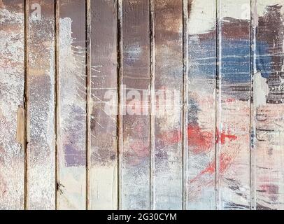 Alte bemalte Holzplanken Hintergrund Nahaufnahme Stockfoto