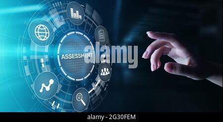 Assessment-Analyse Business-Analytics-Evaluation misst Technologiekonzept. Stockfoto