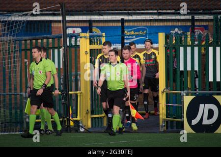 Bridgend, Wales 05. Dezember 2020. JD Cymru Premier League-Spiel zwischen dem FC Pen-y-Bont und Caernarfon Town Stockfoto