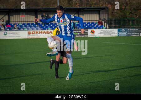 Bridgend, Wales 05. Dezember 2020. JD Cymru Premier League-Spiel zwischen dem FC Pen-y-Bont und Caernarfon Town Stockfoto