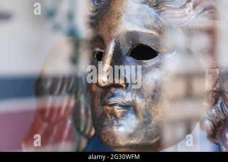 Replik des Kopfes des Gottes Hypnos. Gefunden in der römischen Villa von El Ruedo, in Almedinilla. Es repräsentiert Hypnos, Personifizierung des Traums in GRE Stockfoto