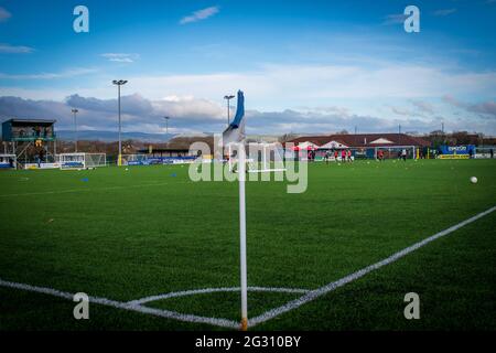 Bridgend, Wales 05. Dezember 2020. JD Cymru Premier League-Spiel zwischen dem FC Pen-y-Bont und Caernarfon Town Stockfoto