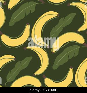 Cartoon Banane Sommer Frucht nahtlose Muster Hintergrund. Niedliche süße Lebensmittel frische Natur Kinder Tapete Design. Vektorgrafik. Stock Vektor