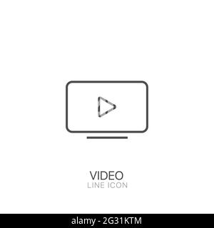 Videoplayer für das Internet. Video-Symbol in flacher Form wiedergeben. Filmsymbol. Symbol für Umrissvektoren. Linienzeichen. Bearbeitbare Kontur Stock Vektor