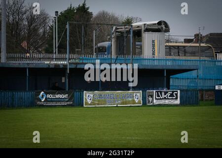 Birkenhead, England 19. Dezember 2020. North West Counties League First Division South Spiel zwischen Cammell Laird 1907 und New Mills. Stockfoto