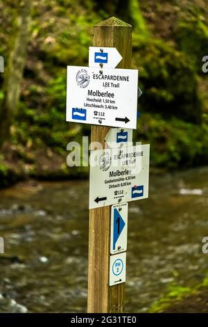 Markierte Wanderwege in Luxemburg Stockfoto