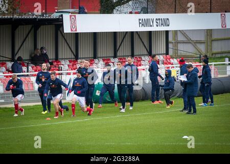 Brackley, Northamptonshire, England 28. Dezember 2020. Vanarama National League North Spiel zwischen Brackley Town und Gloucester City. Stockfoto