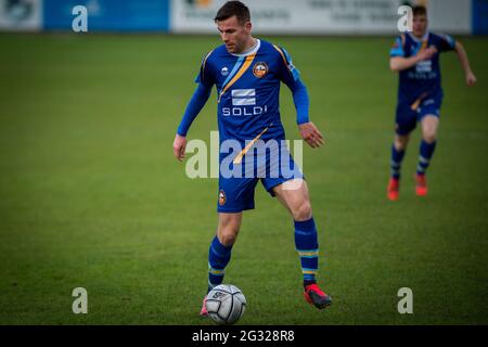 Brackley, Northamptonshire, England 28. Dezember 2020. Vanarama National League North Spiel zwischen Brackley Town und Gloucester City. Stockfoto