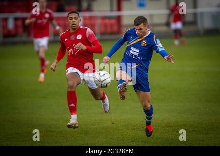 Brackley, Northamptonshire, England 28. Dezember 2020. Vanarama National League North Spiel zwischen Brackley Town und Gloucester City. Stockfoto