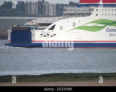 Norbank, ein Roll-on- und Roll-off-Schiff, das von und nach Dublin zurückkommt und von P&O European Ferries (Irische See) betrieben wird. Stena-Linie Stockfoto