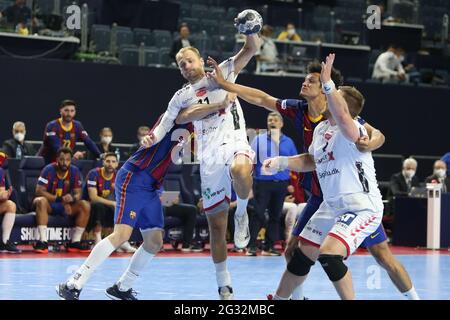 Köln, Deutschland . Juni 2021. Lukas Sandell aus Aalborg während der EHF Champions League, Final4, Finalspiel zwischen dem FC Barcelona und Aalborg Handbold am 13. Juni 2021 in der Lanxess-Arena in Köln - Foto Laurent Lairys/Panoramic/DPPI Quelle: DPPI Media/Alamy Live News Stockfoto