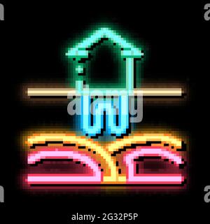 Haus geothermische Heizung Energie Neon leuchten Symbol Illustration Stock Vektor