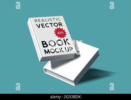 Ein Set aus zwei leeren realistischen Hardcover-Buchmockups. Vektorgrafik für E-Book-Marketingvorlagen. Stock Vektor