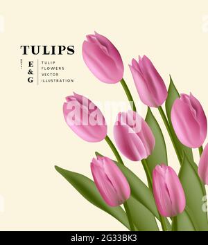 Blumen realistische Bouquet von Tulpe Blumen Vorlage. Moderne Layout-Vektor-Illustration. Stock Vektor
