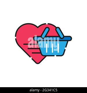 Shopping Wunschliste Symbol Vektor Illustration. Shopping Wunschliste mit Love Shape Icon Design-Konzept für E-Commerce, Online-Shop und Marktplatz websi Stock Vektor