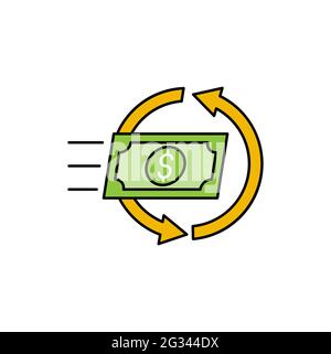 Vektorgrafik: Symbol „Geld zurück“. Cash Back Bonus, Return Money, Cash Back Rabatt Icon Design-Konzept für E-Commerce, Online-Shop und Marktp Stock Vektor