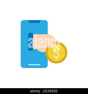 Symbol für digitale mobile Zahlung Vektorgrafik. Modernes Mobile Payment mit Smartphone Icon Vektor Design Konzept für Online Payment, Finanzen und Mob Stock Vektor