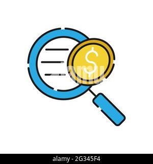Symbol für die Geldsuche Vektorgrafik. Geld mit Suche Icon Vektor-Design-Konzept für Banken, Finanzen, Währung und Trading Investment Business Stock Vektor