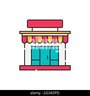 Modernes Geschäft Symbol Vektor-Design Illustration. Store Building Icon Vektor-Design für E-Commerce, Online-Shop und Marktplatz. Symbolvektor für moderne Geschäfte Stock Vektor