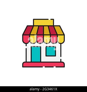 Store Icon Vektor-Design Illustration. Store Building Icon Vektor-Design für E-Commerce, Online-Shop und Marktplatz. Symbolvektor für Market Shop für das Web Stock Vektor