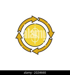 Vektorgrafik: Symbol „Geld zurück“. Cash Back Bonus, Return Money, Cash Back Rabatt Icon Design-Konzept für E-Commerce, Online-Shop und Marktp Stock Vektor