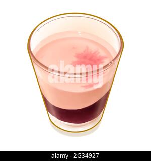 Sakara sundae, ein digitales Gemälde von kleinen Glas japanischer Smoothie-Eis mit Kirschblüten Blume Topping Dessert Raster 3D-Illustration isol Stockfoto