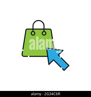 Einkaufstasche mit Pfeil-Symbol Vektor-Design. Shopping Bag Icon mit Arrow Designkonzept für E-Commerce, Online-Shop und Marktplatz-Website, mobil, Stock Vektor