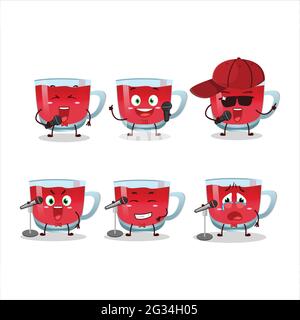 Ein niedliches Cartoon-Design-Konzept von Rooibos-Tee singen ein berühmtes Lied. Vektorgrafik Stock Vektor