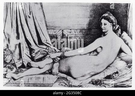 Jean Auguste Dominique Ingres. Grande Odalisque. 1825. Lithographie d'après le tableau de 1814 Stockfoto