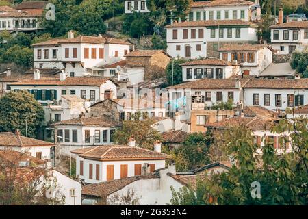 Alte Häuser im historischen Dorf Sirince in der Region Izmir, Türkei Stockfoto