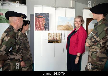 Ausstellung der Prinzessin Marie von Orleans, Prinzessin von Liechtenstein, im Hotel des Truppe de Montagne vom 12. Bis 17. Juni in Grenoble, Frankreich am 11. Juni 2021. Die Ausstellung dient der gegenseitigen Berghilfe und den Verwundeten der 7. BCA und ihren Familien. Foto von David Niviere/ABACAPRESS.COM Stockfoto