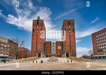 Oslo Norwegen, City Skyline im Osloer Rathaus Stockfoto